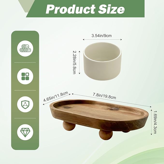 Vaveren Small Wooden Riser Wooden Pedestal for Display Tray Display Riser for Entry Table Farmhouse Kitchen Tabletop Centerpieces , Oval 11.8x19.8x4.3cm