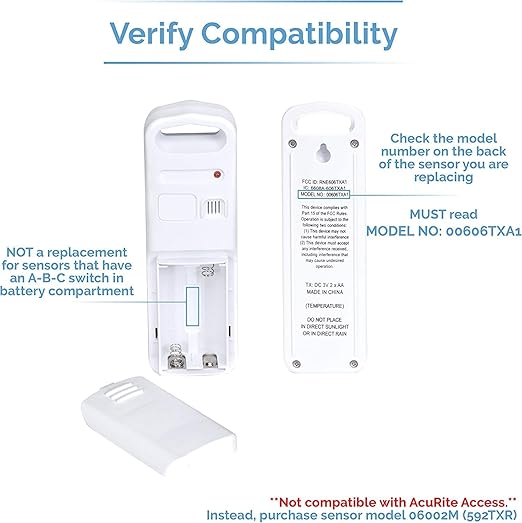AcuRite Wireless Indoor Outdoor Temperature Sensor (06009RMA1 / 606TXA1)