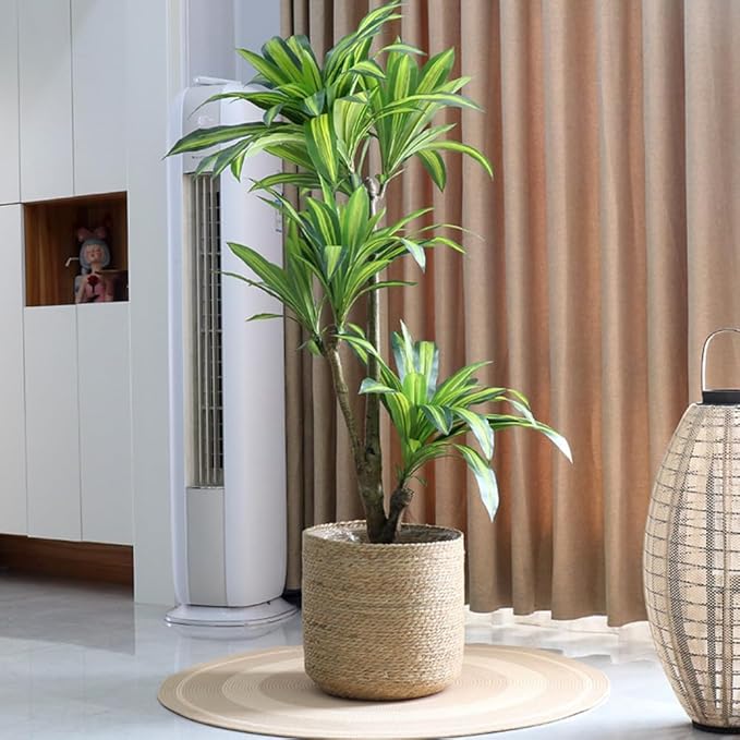 Seagrass Planter Basket Set with Plastic Lining Woven Indoor Outdoor Plant Pot Covers Natural Storage Containers for Flowers & Plants(11.81''X11.81'')