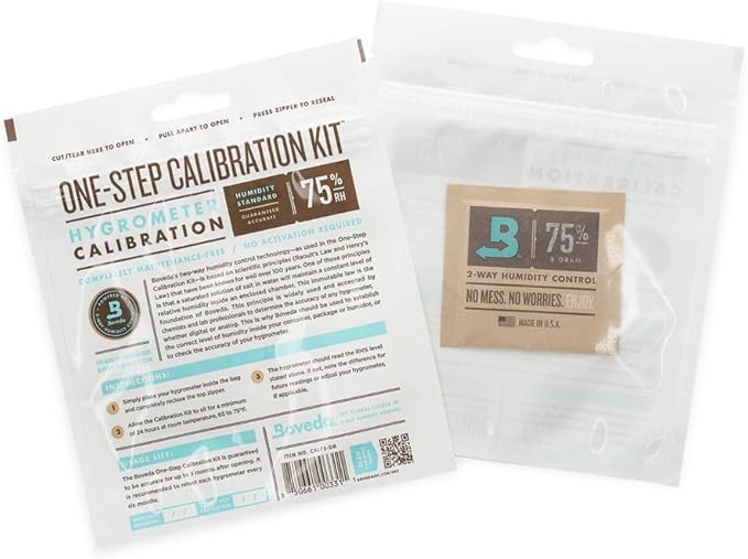 Boveda for Cigars | One-Step Calibration Kit | Preloaded with 75% RH Humidity Control Pack | Precise Salt Test for Digital and Analog Hygrometers and Humidity Sensors | 1-count