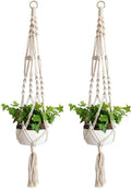 Macrame Plant Hanger, 2 Pack Plant Hanger, Cotton Rope Plant Hangers Indoor Outdoor, 4 Legs Plant Hanger Brackets, Flower Pot Hanging Plant Holder for Home Decorations (White) (40 Inch)