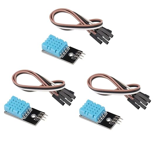 3PCS Digital DHT11 Temperature Humidity Sensor Module Temperature and Humidity Detector 3.3V-5V 20%-95% Environmental Temperature Humidity Induction Probe with Wires