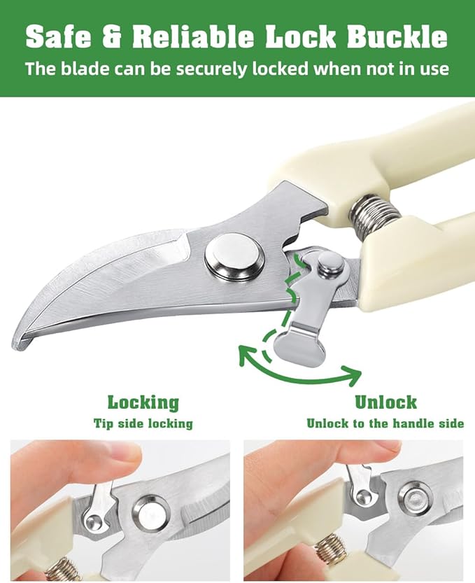 EWPJDK 4 Pack Garden Shears, Stainless Steel Shears Gardening Tools, Scissors, Garden Clippers, Pruning Shears (White)