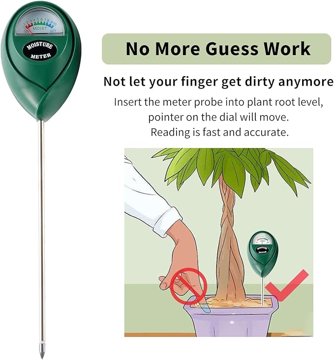 Extended Long Probe Soil Moisture Meter, 2 Pack Plant Water Meter Soil Meter Moisture Sensor Hygrometer for Indoor Outdoor Plant Care,No Battery Needed(Green + Black)
