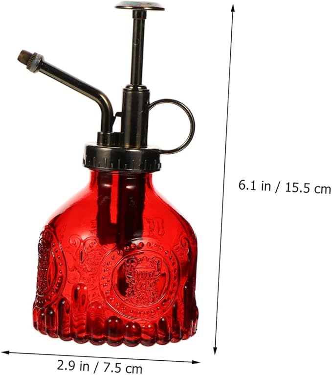 Mikikit Portable Refillable Glass Plant Mister Vintage Embossed Water Spray Bottle for Indoor and Outdoor Gardening Easy to Use for Plant Care and Flower Watering