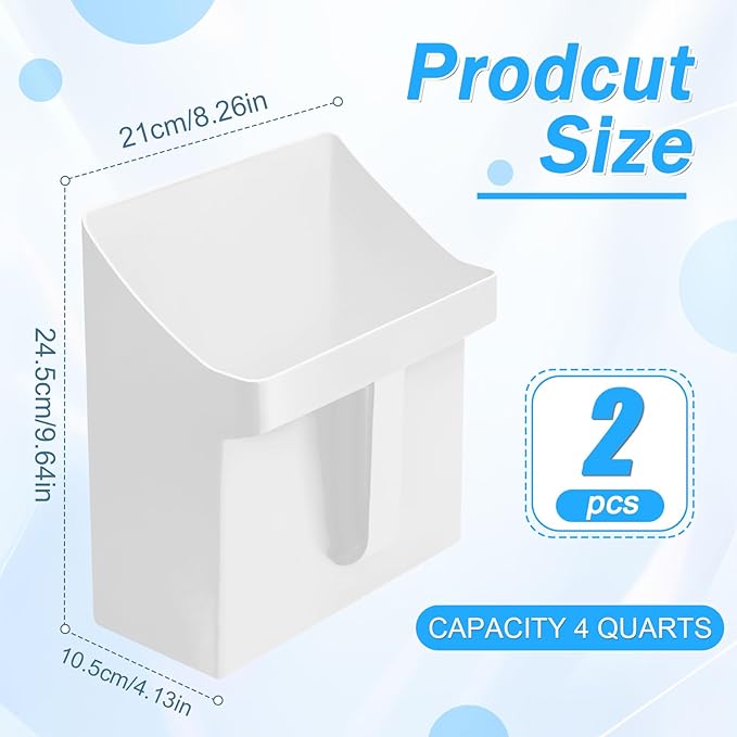 Relaxweex 2 Pcs Large Feed Scoop 128 oz Plastic Utility Grain Bird Seed Scoop Ice Seed Enclosed Bucket Shovel with Side Handle for Horse Chicken Livestock Animal Dry Food Restaurant Kitchen(White)