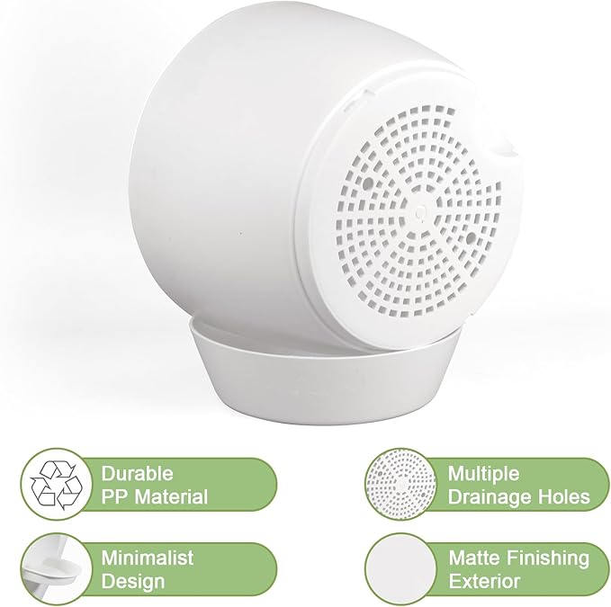 WSMKSZ 12 inch Large Self Watering Pots, Flower Plant Pots with Multi Mesh Drainage Holes for Indoor Outdoor Garden Plants and Flowers, Plastic Planters with Removable Reservoir, White