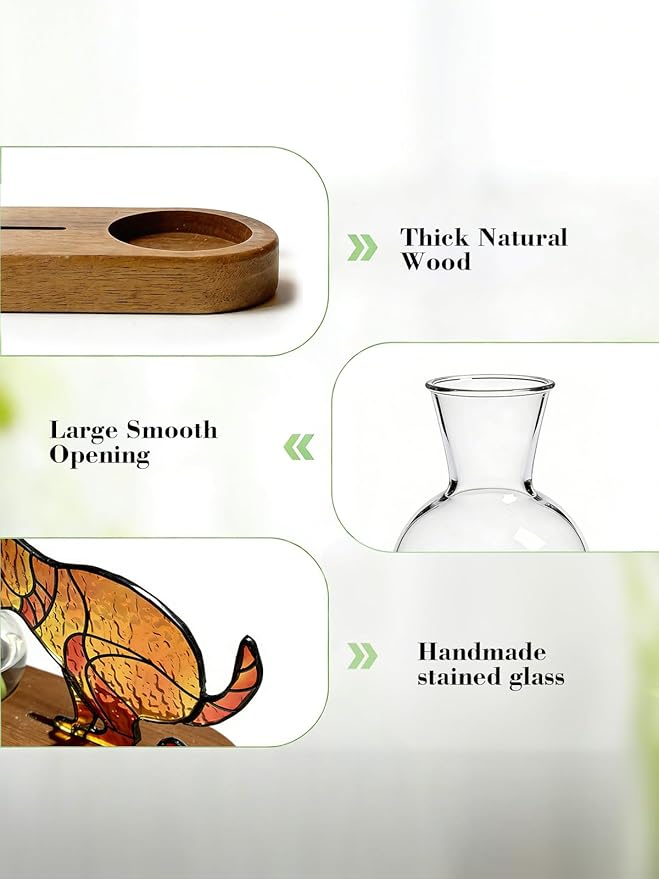 Handmade Dog Propagation Stations： Funny Hydroponic Vase with Wooden Stand for Indoor Plants, for Plant Lovers Women Mom, Office Desk & Home Decor