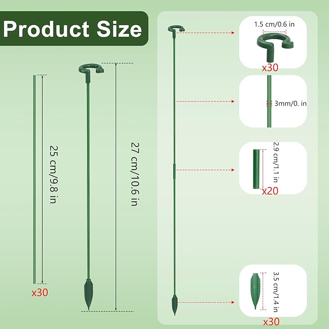 Pack of 30 Small Plant Stakes for Indoor Plants 10.7 Inches Single Stem Plant Support Stakes for Phalaenopsis/Orchid Flower/Succulent