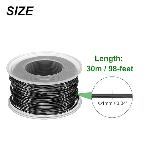 HARFINGTON Bonsai Wire Anodized Aluminum Training Wire Roll 1mm/18 Gauge 98ft Length Bendable Bonsai Tree Wire for Garden, Horticulture, Landscape, Planting, Black