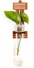 Wood Letter I Wall Propagation Station Lightweight Decorative Plant Holder for Small Cuttings, Removable Adhesive Wall Decor for Bedroom, Nursery, Office