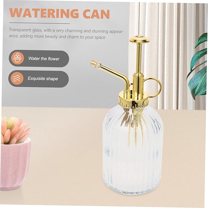 KESYOO Vintage Glass Plant Mister Spray Bottle Elegant Watering Can for Indoor Plants Succulents Flowers Retro Design with Transparent Finish Head
