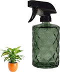 YYTSGG Green Glass Plant Mister Bottle, 12oz Refillable Water Spray Bottle with Adjustable Mist Nozzle for Indoor Flowers, Outdoor Gardening, Cleaning, Hair and Pets Care