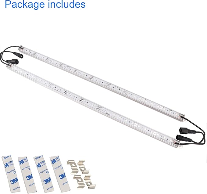 LEDENET 440nm Blue Waterproof LED Grow Light Strips, 12V DC Aquarium LED Strip Aluminum Lighting, 2 pc 20" Blue Boat Rigid LED Lights Strips, Marine LED Lights Bar