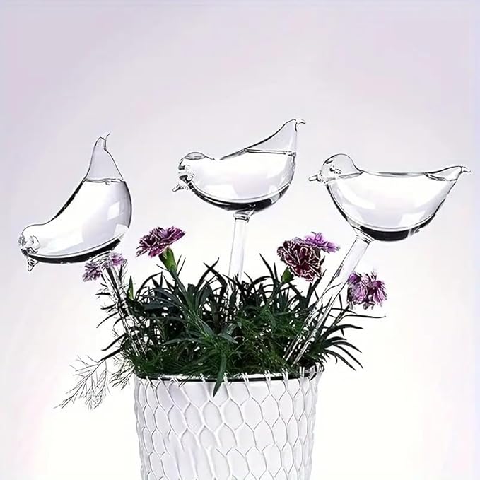 Bird-Shaped Self Watering Globes for Plants, PVC Transparent Automatic Watering Devices for Indoor Outdoor Potted Plants, Decorative Slow Release Irrigation Bulbs 100ml Capacity