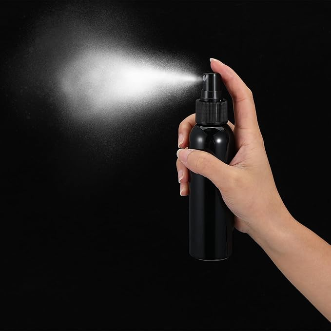 24 Pack Black Empty Spray Bottles, 4oz Plastic Fine Mist Spraying Bottles Small Refillable Sprayer Liquid Containers Portable Misters with Cap Travel Bottle for Perfume, Cleaning, Essential Oil ﻿