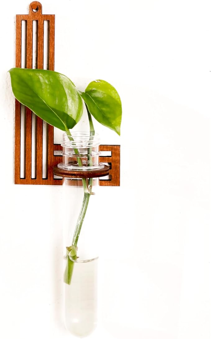 Wood Letter L Wall Propagation Station Lightweight Decorative Plant Holder for Small Cuttings, Removable Adhesive Wall Decor for Bedroom, Nursery, Office