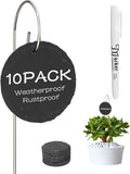 10-Pack Marble Circle Garden Markers,Weatherproof Metal Plant Labels Large Planting Seedling Stake Signs, for Seedlings Herbs Vegetable Greenhouse Gifts with White Marker Pen Labels