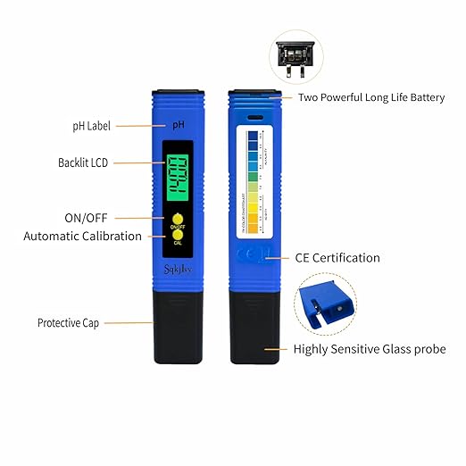 pH Meter for Water, Hydroponics Digital Tester Pen 0.01 High Accuracy Pocket Size with 0-14 Measurement Range, ph up and Down for hydroponics Growing System/Plants/Canning/Soil (Blue)