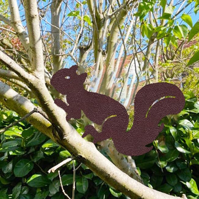 Rusty Squirrel Garden Stake, Metal Squirrel Yard Art,Squirrel Silhouette, Rusted Metal Garden Decor, Garden Gifts for Her Him(Purple Copper,16x11.6/40x29.5cm)