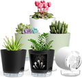 Self Watering Pots for Plants, 2026 New Flower Plant Pots with Drainage Holes, Wicking and Clear Reservoirs for Succulent, Aloe, Cacti and Others - 6 Pack (Colorful, 5")