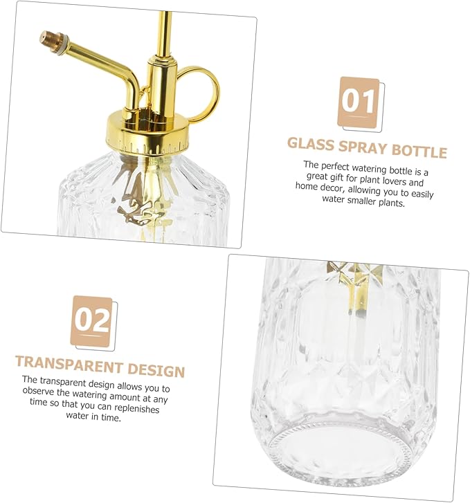 Mikikit Indoor Glass Watering Spray Bottle Retro Plant Mister for Use Fine Mist for Houseplants Gardens and Cleaning