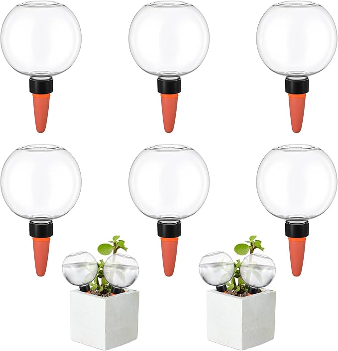 Kifmurase 6Pcs Self-Watering Globes for Indoor Plants, Automatic Watering Planter Insert, Slow Release Terracotta Planter Insert, 17.5oz Watering Bulbs with Slow Release Control Water Dripper