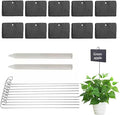 Slate Plant Labels Garden Markers Signs Labels with Stainless Steel Stake & Marker Pen Waterproof Slate Plant Labels for Flowers, Herbs, Potted Plants, Seed (Rectangular, 10PCS)