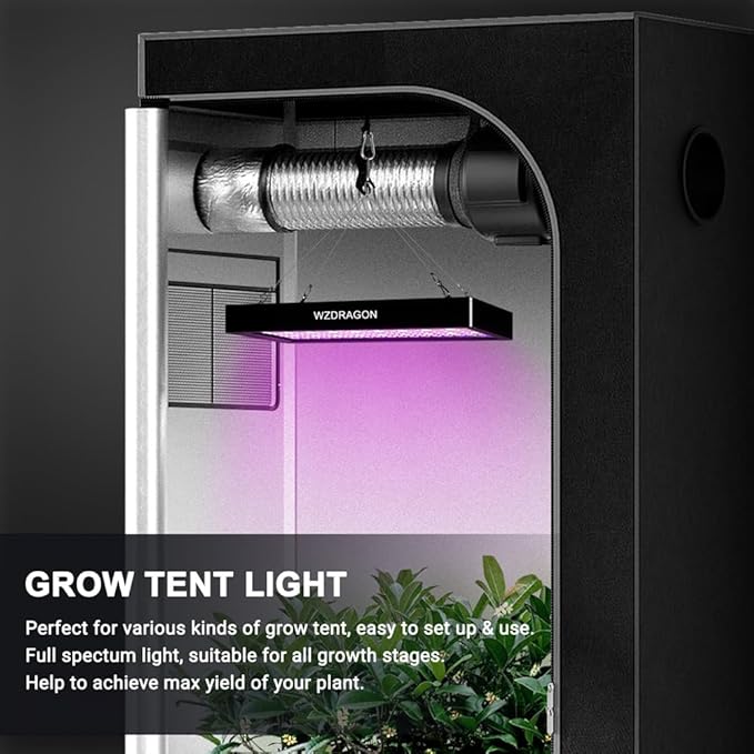 Upgraded BW2000 LED Grow Lights Double Chips Full Spectrum with 10ft Cable for Greenhouse and Indoor Plant Veg and Flower Growing [Black]
