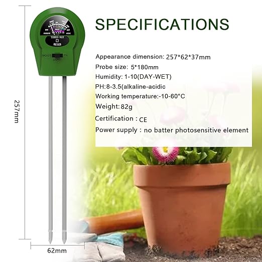2Pcs Soil Moisture Meter,3 in 1 Moisture Meter for Plants, Tester for Moist, Light,Nutrients, pH, Soil Test Kit, Great for Garden, Lawn, Farm, Indoor & Outdoor Use, No Battery Required