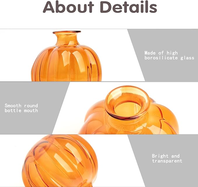 XXXFLOWER Plant Terrarium Propagation Stations Unique Gifts for Women Plant Lovers 3Pcs Pumpkin-Shaped Glass Vase for Tabletop Home Office Garden Decor (Plants NOT Included)