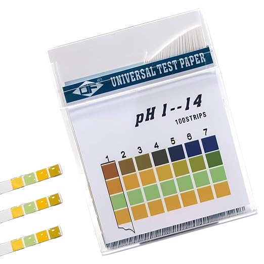 100 Strips Plastic pH Test Strips, Universal Application Ph 0-14 Range Soap, Saliva, Urine, Food, Liquids, Water with Soil Testing, Lab Monitoring & etc