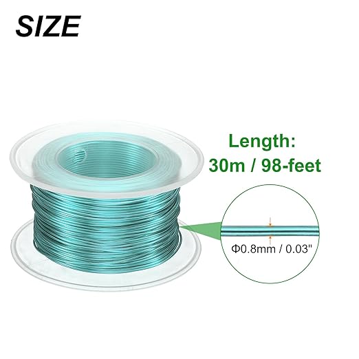 HARFINGTON Bonsai Wire Anodized Aluminum Training Wire Roll 0.8mm Gauge 98ft Length Bendable Bonsai Tree Wire for Garden, Horticulture, Landscape, Planting, Light Blue