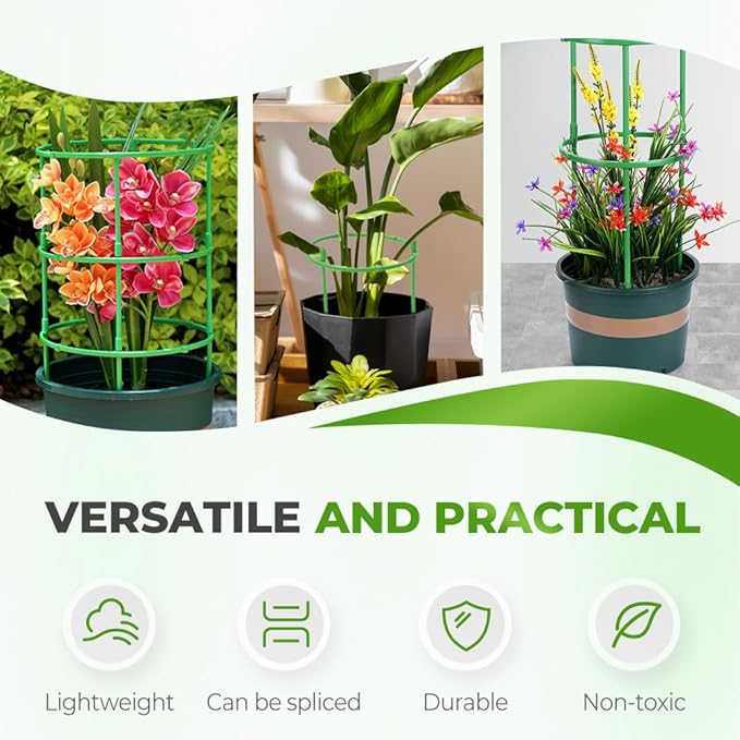 Plant Support Cage, Adjustable Height Garden Stakes for Tomato, Peony, Hydrangea, Snake Plant, Upgraded Thickened Half-Round Plant Supports for Indoor Outdoor Climbing Vegetables & Flowers (10)
