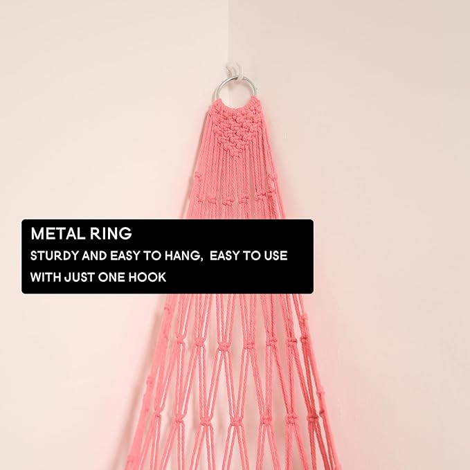 Amdermi Novel Stuffed Animal Hammock Corner Hanging Net for Stuff Aniaml Storage Macrame Toy Display Plush Toy Holder-Perfect for The Tiny Space Walls (pink, XXL)