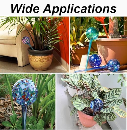 Watering Globes 4 Pack Plant Self Watering, Plant Watering Globes Glass Water Bulbs for Plants, Self Watering Spikes Colorful Water Globes,150ml Glass Watering Bulbs for Indoor Plants Outdoor Use