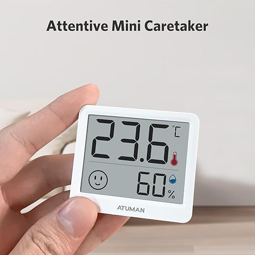 ATuMan Mini Digital Hygrometer Indoor Thermometer with Temperature and Humidity Monitor for Bedroom, Reptile Tank, Guitar Case, Greenhouse and Cellar Closet, Fahrenheit or Degree Celsius