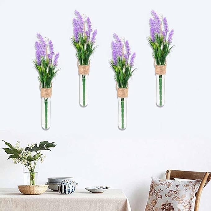 ARTORA Plant Propagation Hanging Glass Planter Terrarium Wall Mounted Decorative Flower Vase Hydroponic Plant Cultivation Test Tube for Home Office Decor (4PCS)