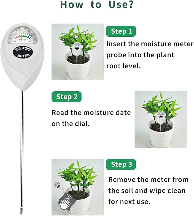 Censinda Soil Moisture Meter, 2 Pack Soil Moisture Monitor for House Plants, Soil Hygrometer Moisture Sensor for Indoor & Outdoor, Garden, Farm, Lawn Plant Care, No Battery Needed(Green + White)