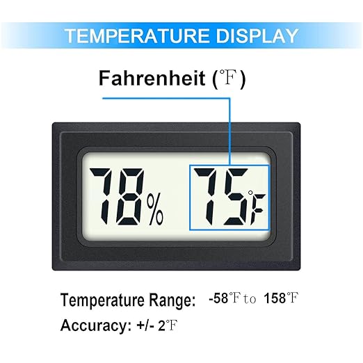 JEDEW 4 Pack Mini Digital Hygrometer Thermometer Gauge, Indoor Outdoor Temperature Humidity Meter for Humidifiers Greenhouse Reptile Plant Humidors, Large LCD Screen, Display in Fahrenheit (℉) (4)