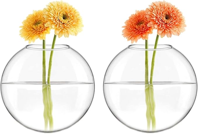Mkono Wall Hanging Planter Propagation Station Glass Flower Vase for Hydroponics Plants, Bathroom, Home Office Living Room Decor Gift, Oblate Set of 3(Plants not Included)