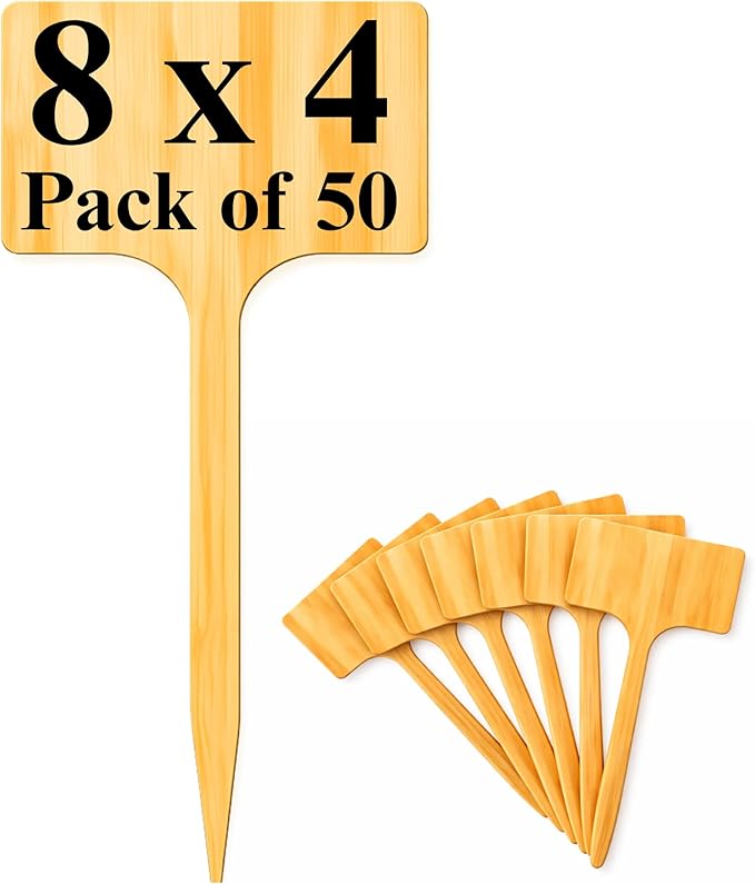 50 Pack 8 Inch Tall Plant Labels Large Garden Markers Plant Name Tags Great Gift for Gardeners Plant Lovers Easy to Read Larger Writing Area with Full Size Marker