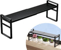 Retractable Over The Sink Shelf - Carbon Steel Window Sill Plant Shelves, Kitchen Counter Shelf for Plants & Storage Organization Accessories (Black)