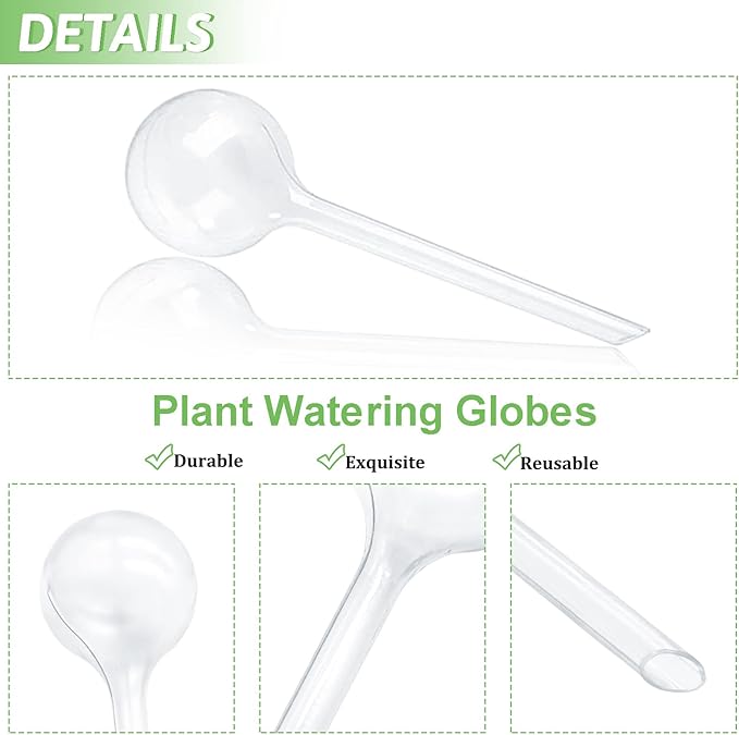 Pynqdfu 8 Pcs Clear Plant Watering Globes,Plastic Self Watering Bulbs Ball,Garden Water Device for Plant Indoor Outdoor(Small)
