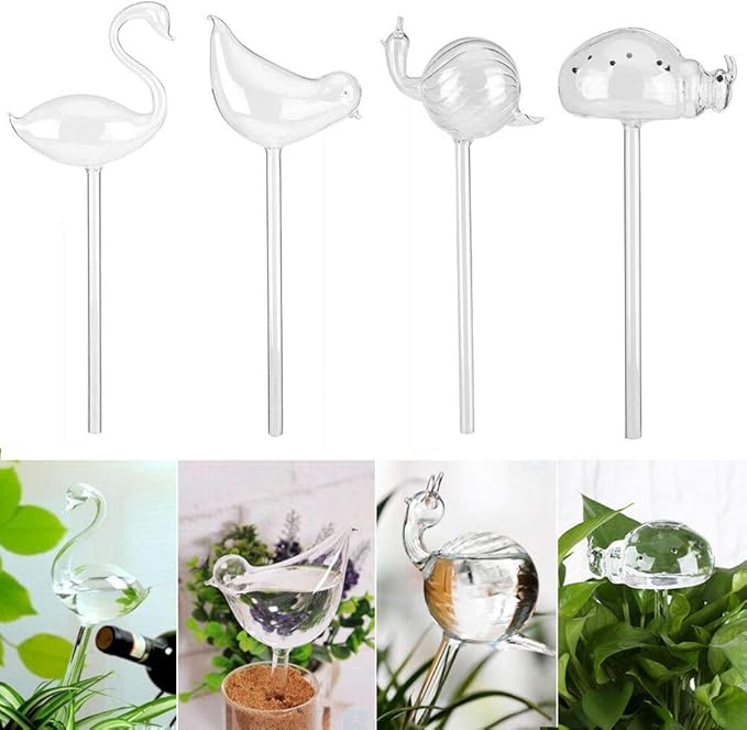RainbowBaby Plant Waterer, Self Watering Globes, Hand Blown Transparent Mini Clear Aqua Bulbs (Butterfly Shape)