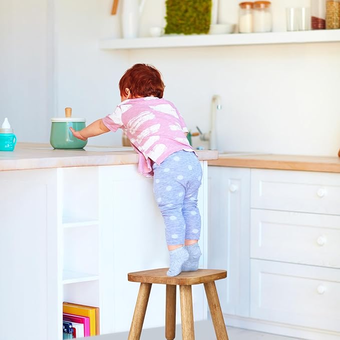 Chunful 2 Pcs Small Wooden Step Stool for Kids 9 Inch Decorative Cute Footstool