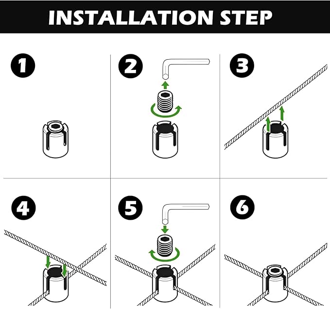 20pcs 1/8" Cable Cross Clamps, T316 Stainless Steel Cross Cable Clamps for 3mm Wire Rope or Rod Fittings, No Drilling Clips for Wire Trellis Kits (Heavy Duty)