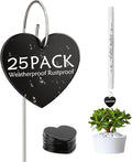 25-Pack Iron Metal Heart Shaped Garden Markers Weatherproof Metal Plant Labels Large Planting Seedling Stake Signs, for Seedlings Herbs Vegetable Greenhouse Gifts with White Marker Pen Labels