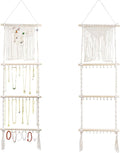 Teniinet Hanging Jewelry Organizer, Boho Macrame Necklace Hanger Wall Mounted with 30 Hooks,Door Hanging Jewelry Holder with Tassel for Necklaces Display Organizer(Necklace Holder)