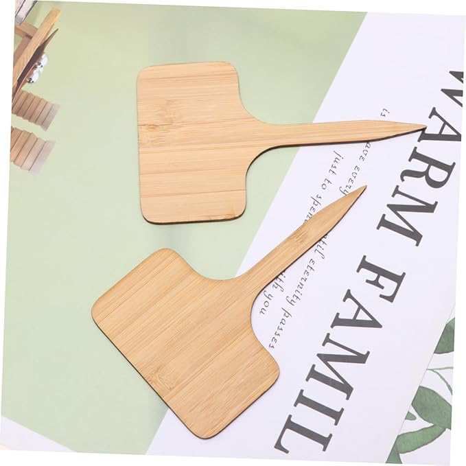 Kisangel 40pcs Thicken Bamboo Plant Labels Square Style Mini Decors for Seedling Boxes Easy to Use Garden Markers for Herbs Flowers and Vegetables